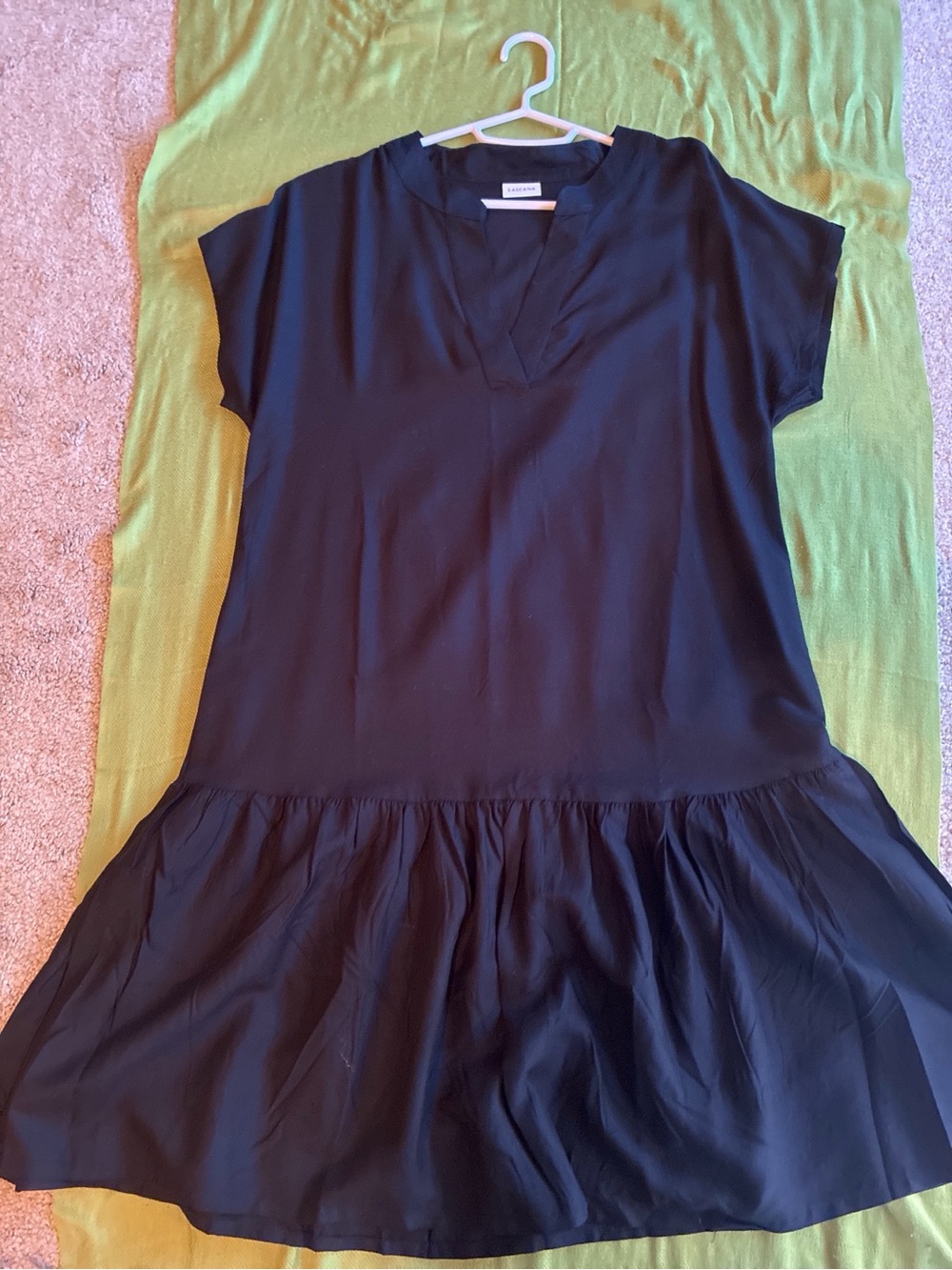 Caslon Black Short Sleeve Ruffle Hem Mini Dress